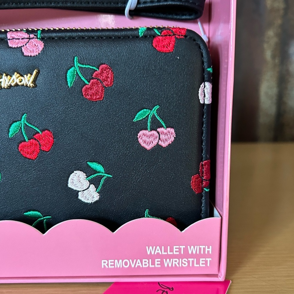 NWT- Betsey Johnson Cherry Embroidered wrislet wallet - Picture 5 of 5